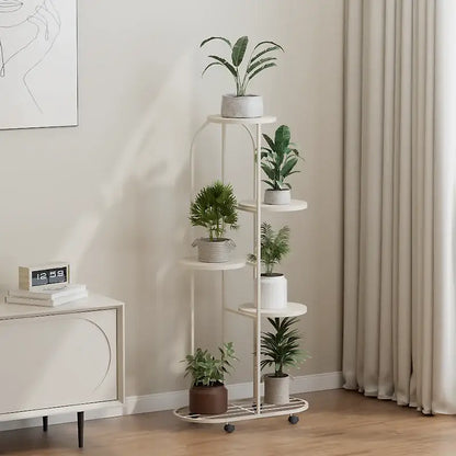 Modern gold 5 tier plant stand with wheels living room flower rack