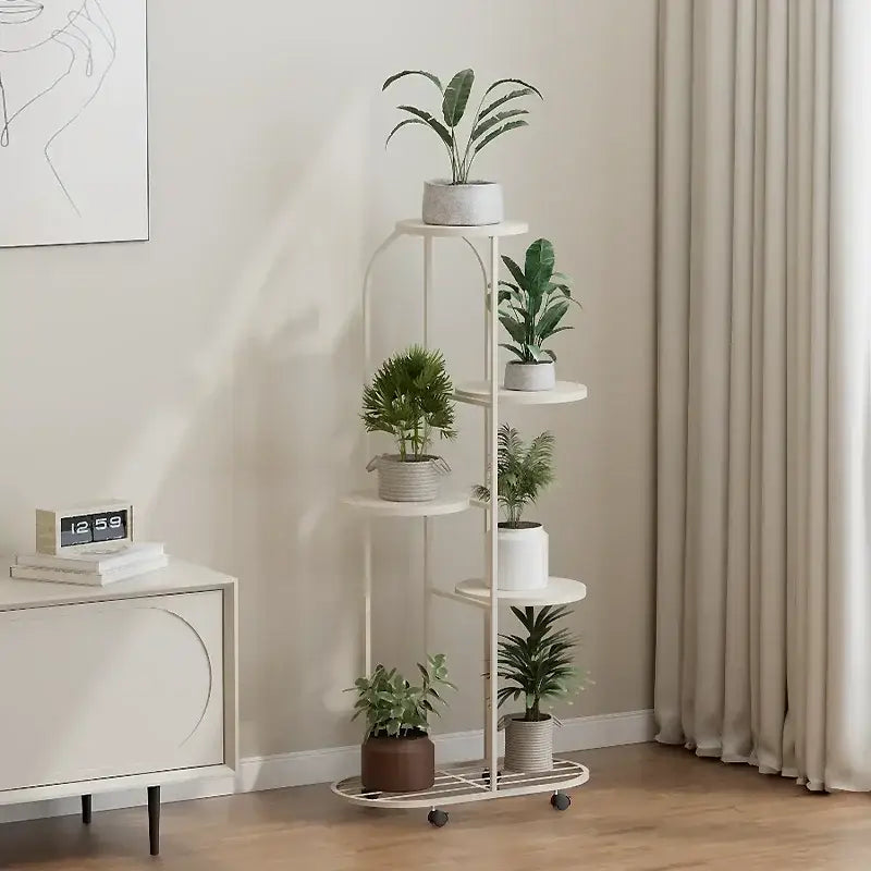 Modern gold 5 tier plant stand with wheels living room flower rack