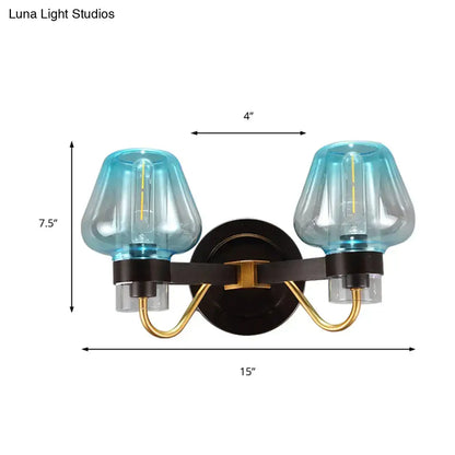 modern mushroom blue glass direct wired bedroom sconce