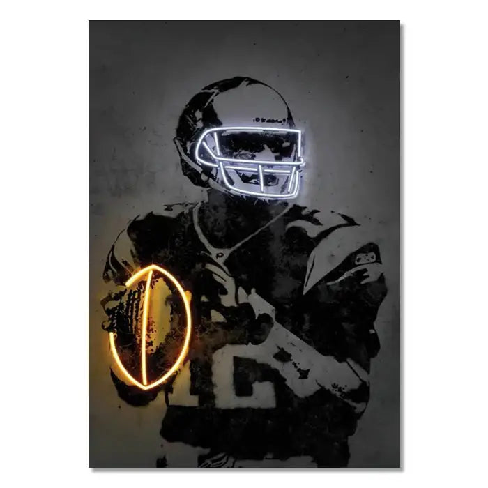 Modern neon american football wall art poster bedroom decor