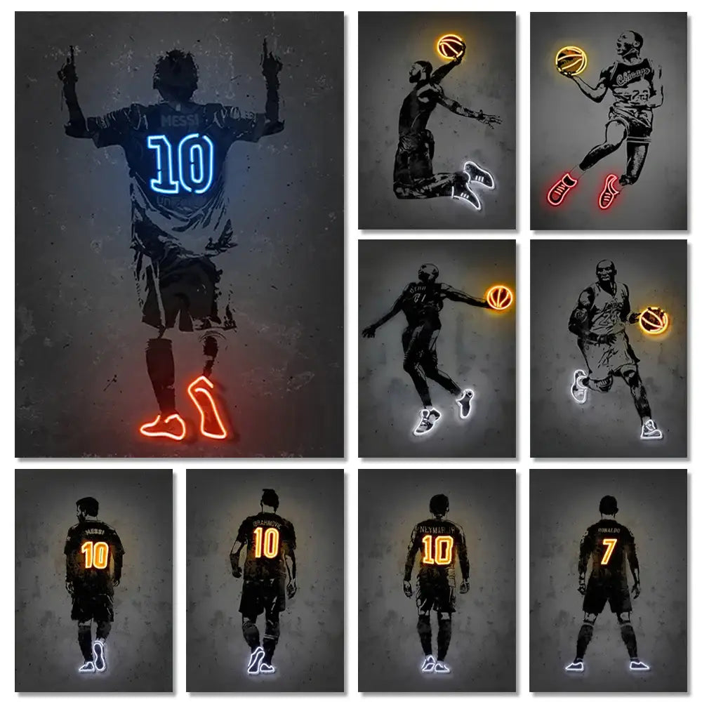 Modern neon american football wall art poster bedroom decor