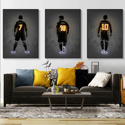 Modern neon american football wall art poster bedroom decor