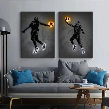 Modern neon american football wall art poster bedroom decor
