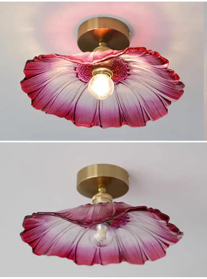 Modern green leaf glass e27 ceiling lights for bedroom interiors