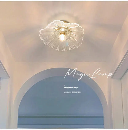 Modern green leaf glass e27 ceiling lights for bedroom interiors