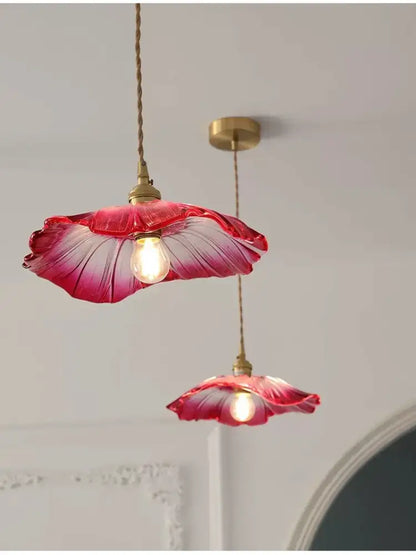 Modern green leaf glass e27 ceiling lights for bedroom interiors