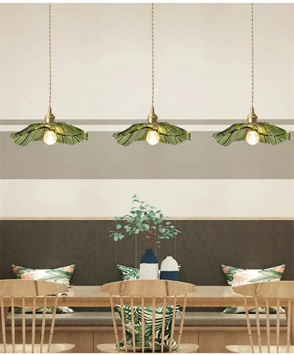 Modern green leaf glass e27 ceiling lights for bedroom interiors