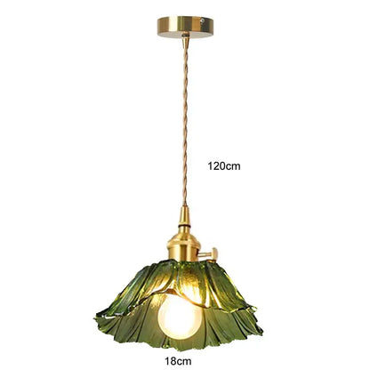 Modern green leaf glass e27 ceiling lights for bedroom interiors