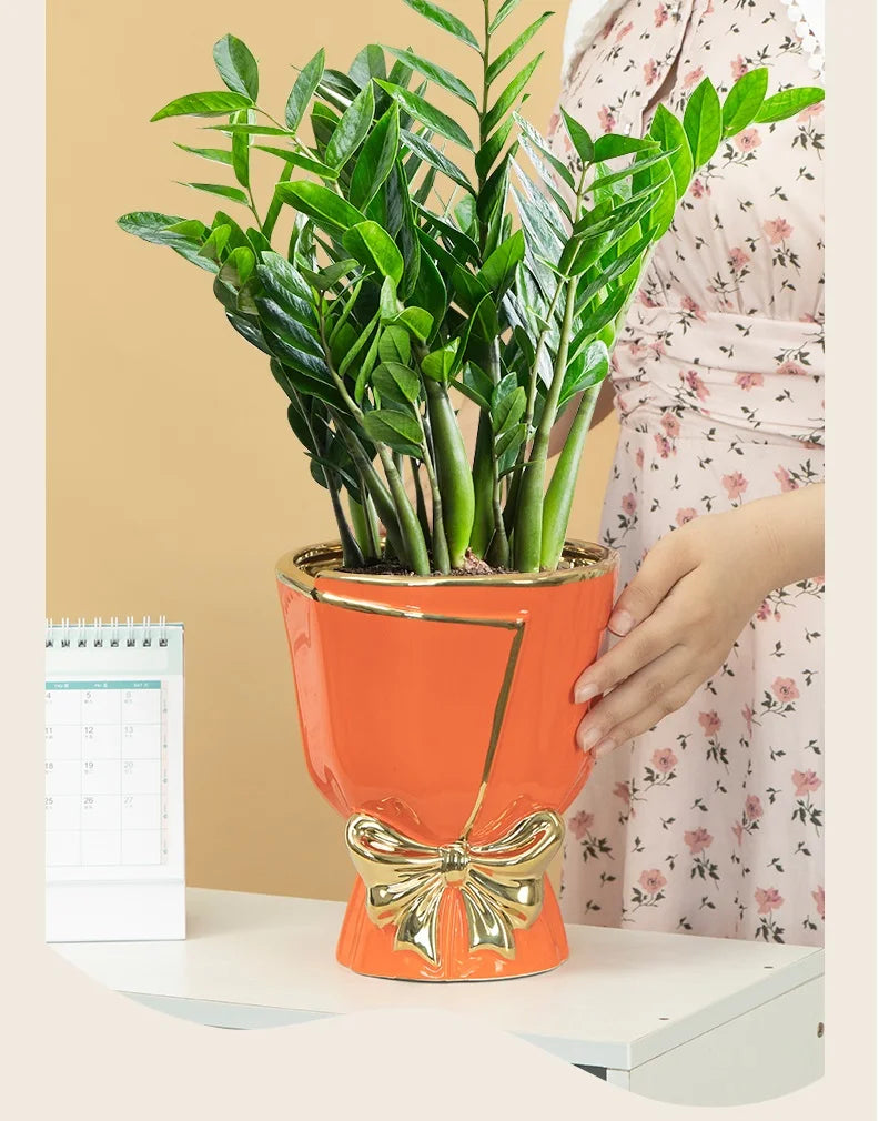 DecorBites™ Modern Nordic Ceramic Tulip Vase for Home Decor