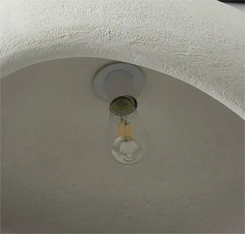 Modern gray and yellow dome pendant light dining room warm light