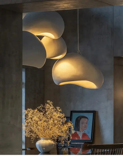 Modern gray and yellow dome pendant light dining room warm light