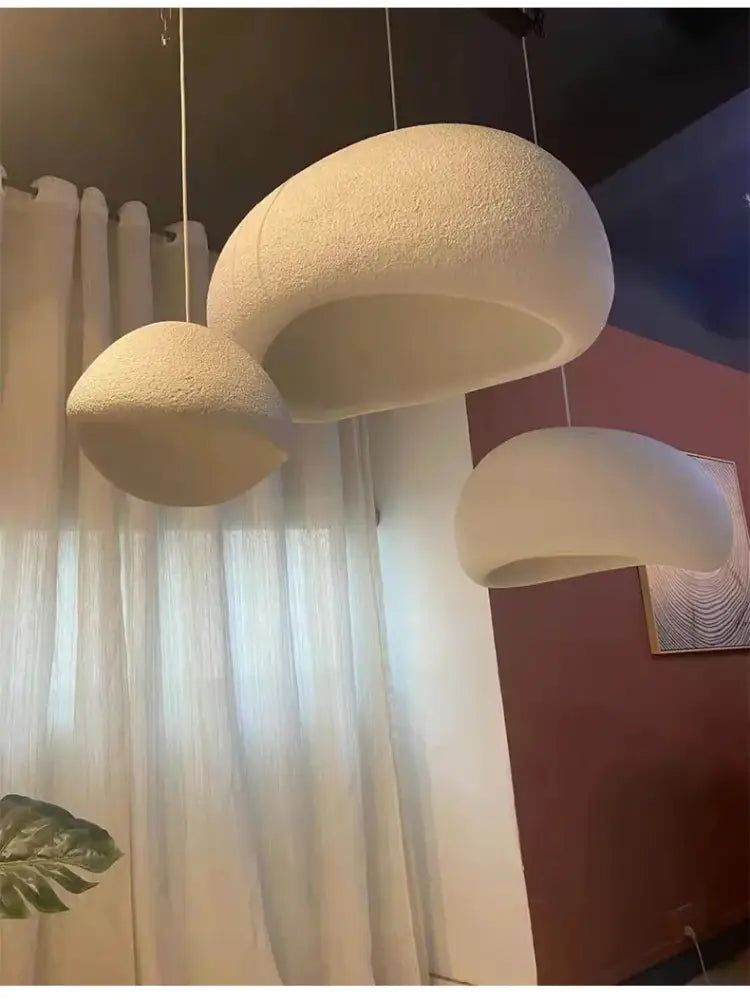 Modern gray and yellow dome pendant light dining room warm light
