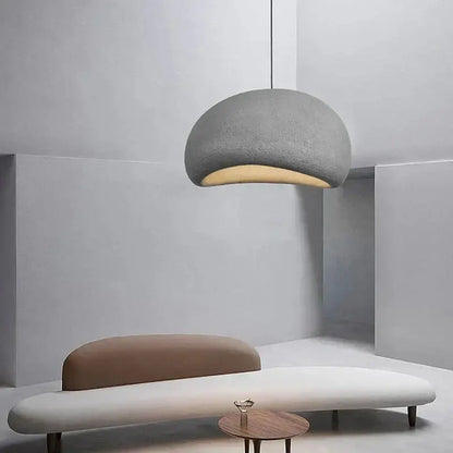 Modern gray and yellow dome pendant light dining room warm light