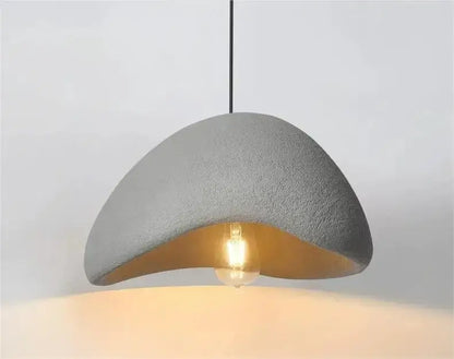 Modern gray and yellow dome pendant light dining room warm light