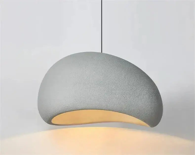 Modern gray and yellow dome pendant light dining room warm light