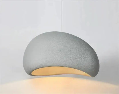 Modern gray and yellow dome pendant light dining room warm light