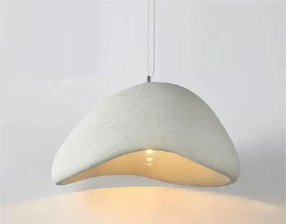 Modern gray and yellow dome pendant light dining room warm light
