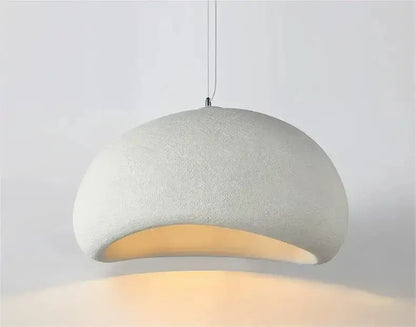 Modern gray and yellow dome pendant light dining room warm light