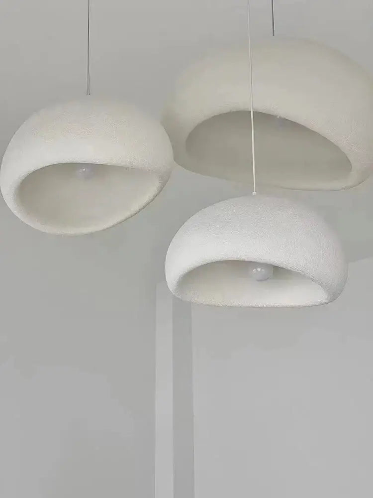 Modern gray and yellow dome pendant light dining room warm light