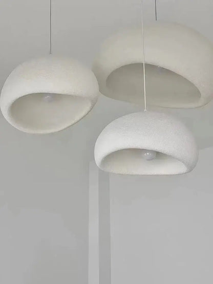 Modern gray and yellow dome pendant light dining room warm light