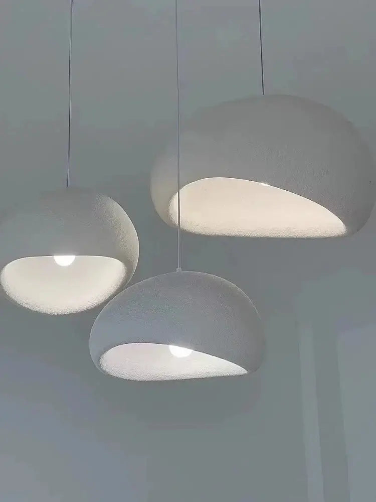 Modern gray and yellow dome pendant light dining room warm light