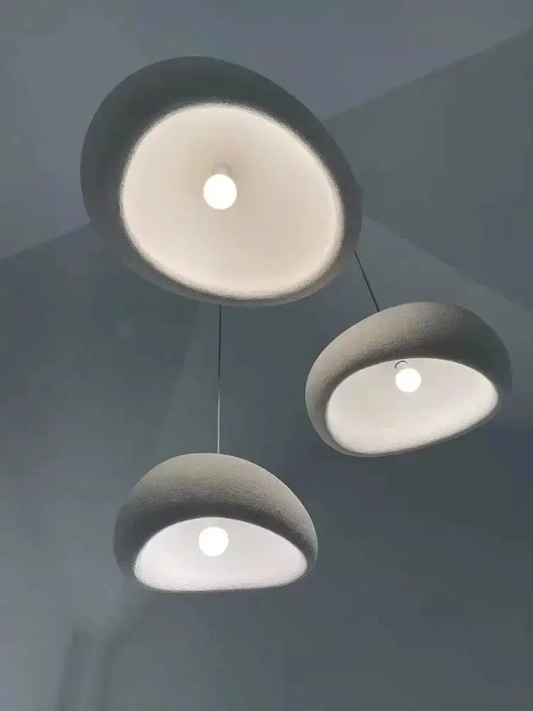 Modern gray and yellow dome pendant light dining room warm light