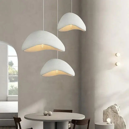 Modern gray and yellow dome pendant light dining room warm light