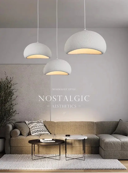Modern gray and yellow dome pendant light dining room warm light