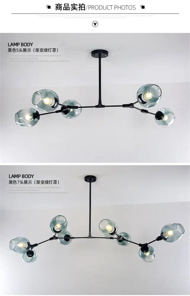 Modern nordic glass cognac pendant lamp dining room chandelier