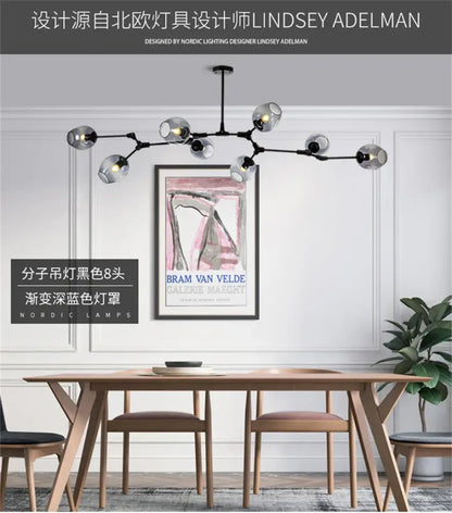 Modern nordic glass cognac pendant lamp dining room chandelier