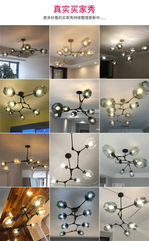 Modern nordic glass cognac pendant lamp dining room chandelier
