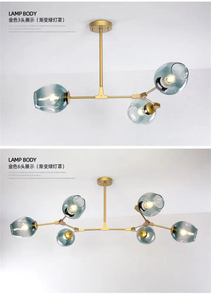 Modern nordic glass cognac pendant lamp dining room chandelier