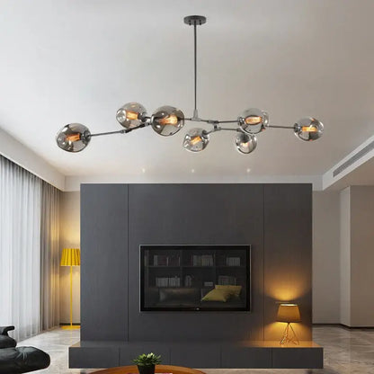 Modern amber nordic glass chandeliers for dining room dome light