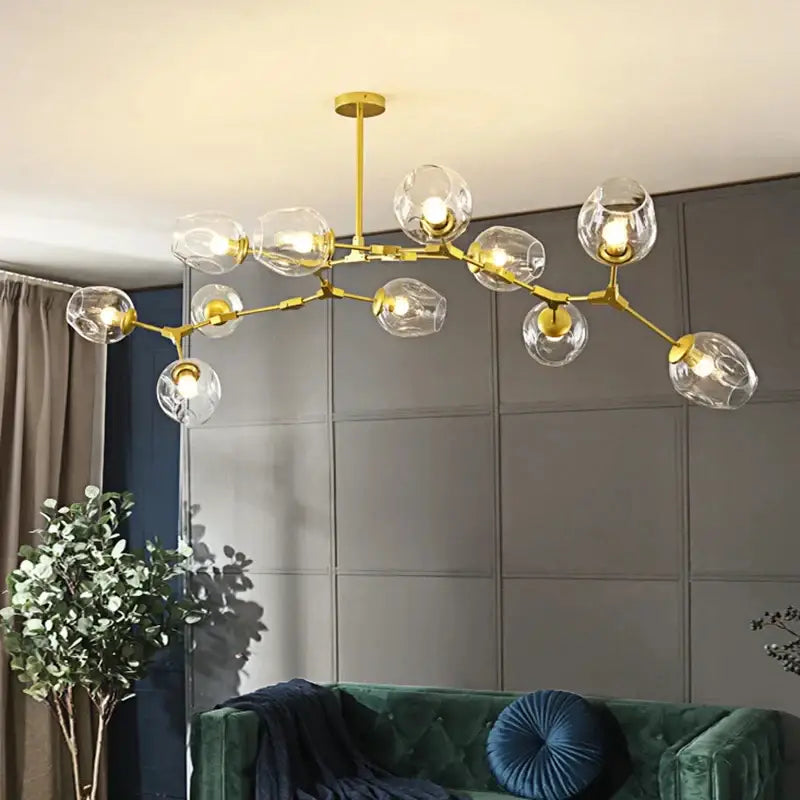 Modern amber nordic glass chandeliers for dining room dome light