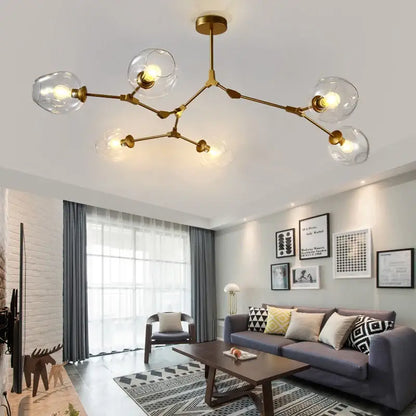 Modern amber nordic glass chandeliers for dining room dome light
