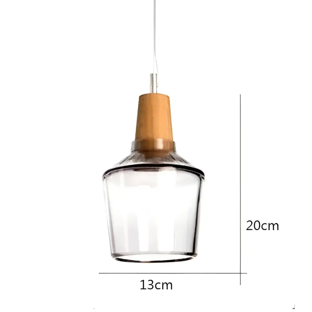Modern glass light fixtures with wood accents – kitchen pendant set