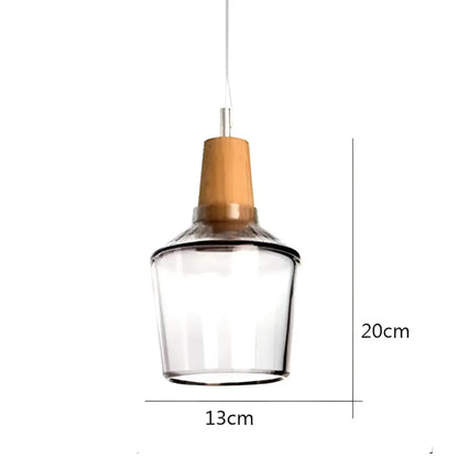 Modern glass light fixtures with wood accents – kitchen pendant set