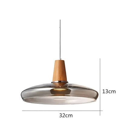 Modern glass light fixtures with wood accents – kitchen pendant set