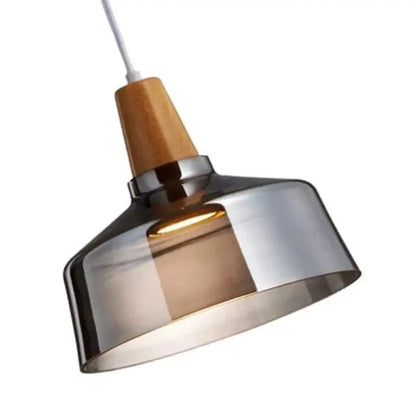 Modern glass light fixtures with wood accents – kitchen pendant set