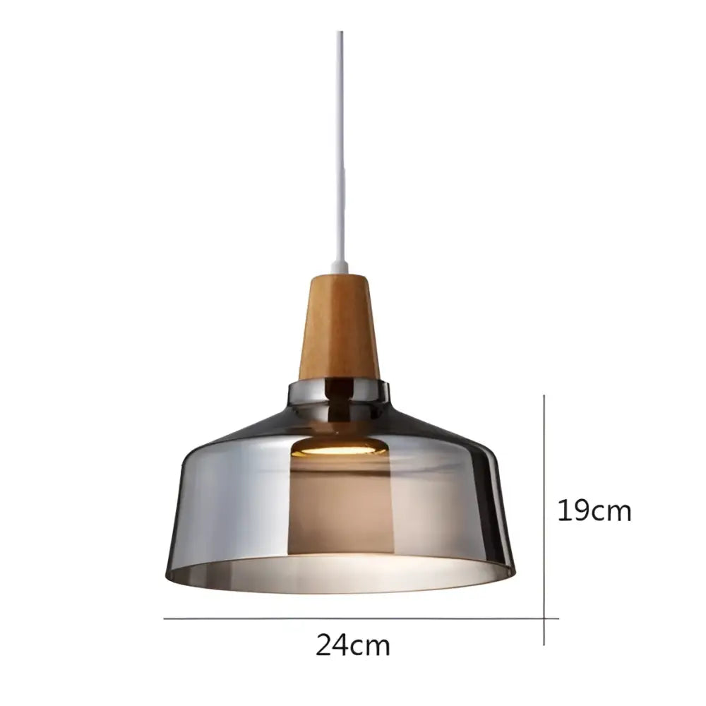Modern glass light fixtures with wood accents – kitchen pendant set