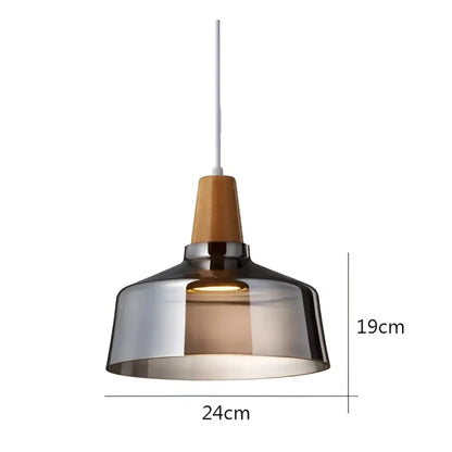 Modern glass light fixtures with wood accents – kitchen pendant set