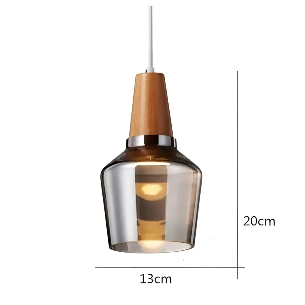 Modern glass light fixtures with wood accents – kitchen pendant set