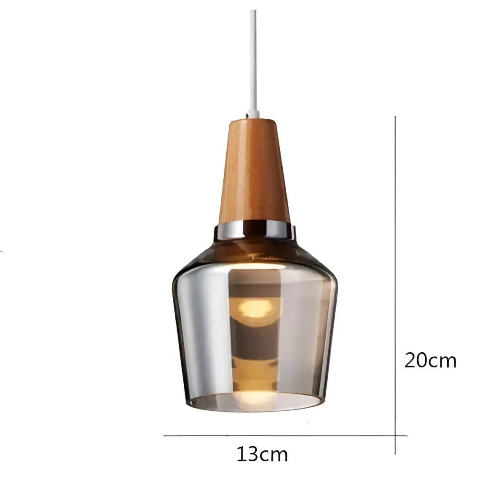 Modern glass light fixtures with wood accents – kitchen pendant set