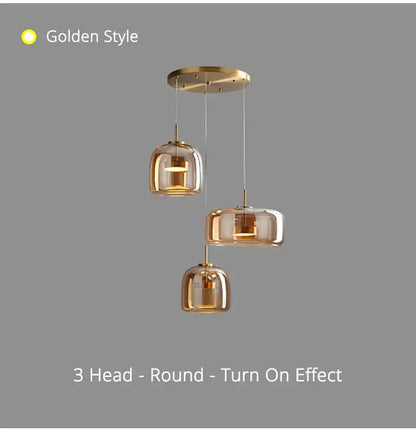 Modern amber nordic glass pendant lamp for kitchen dining room