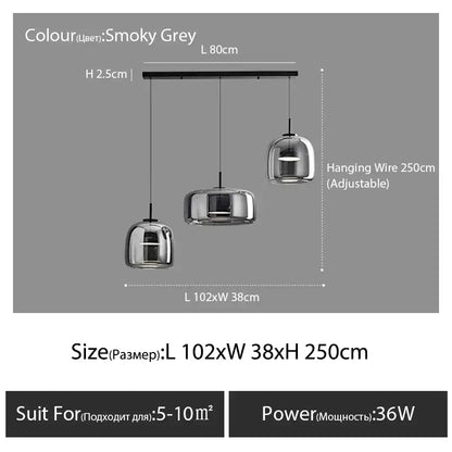 Modern amber nordic glass pendant lamp for kitchen dining room