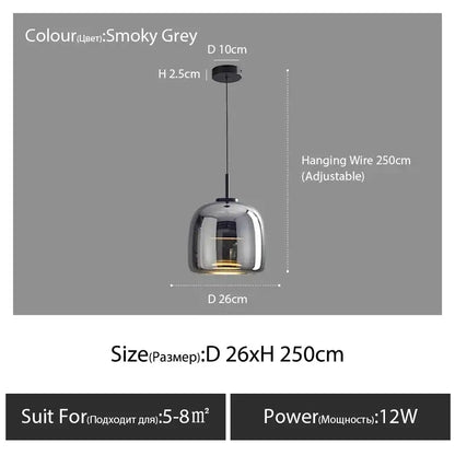 Modern amber nordic glass pendant lamp for kitchen dining room