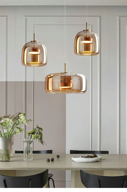 Modern amber nordic glass pendant lamp for kitchen dining room