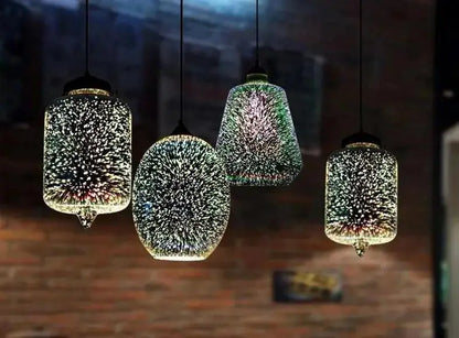 Modern blue & green starburst glass pendant light dining room