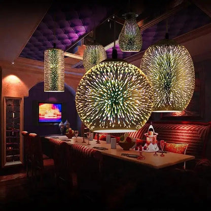 Modern blue & green starburst glass pendant light dining room
