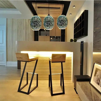 Modern blue & green starburst glass pendant light dining room
